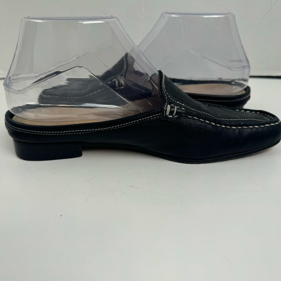 AGL Attilio Giusti Leomburni Black Leather Slides Mules  Italy 36 1/2 - Picture 1 of 9